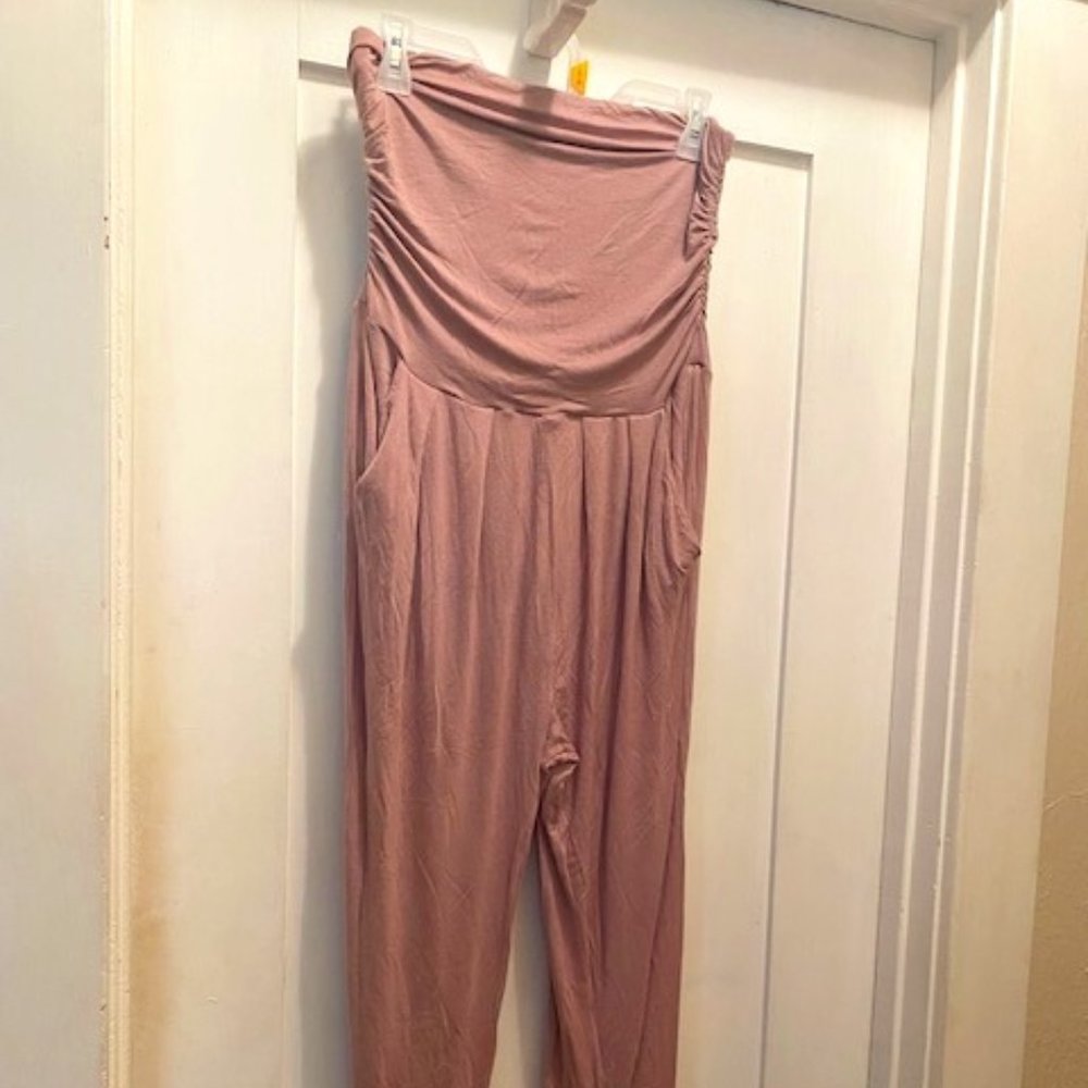 Strapless lounge jumpsuit - Dusty Rose